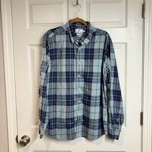 Southern Tide Blue Green Plaid Long Sleeve Button Down Shirt Size XL Trim Fit